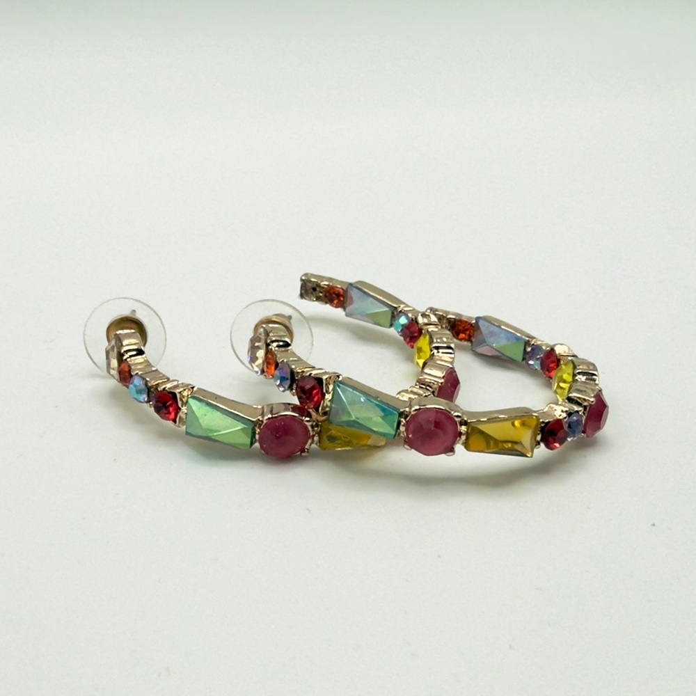 Multicolor Crystal Hoop Earrings